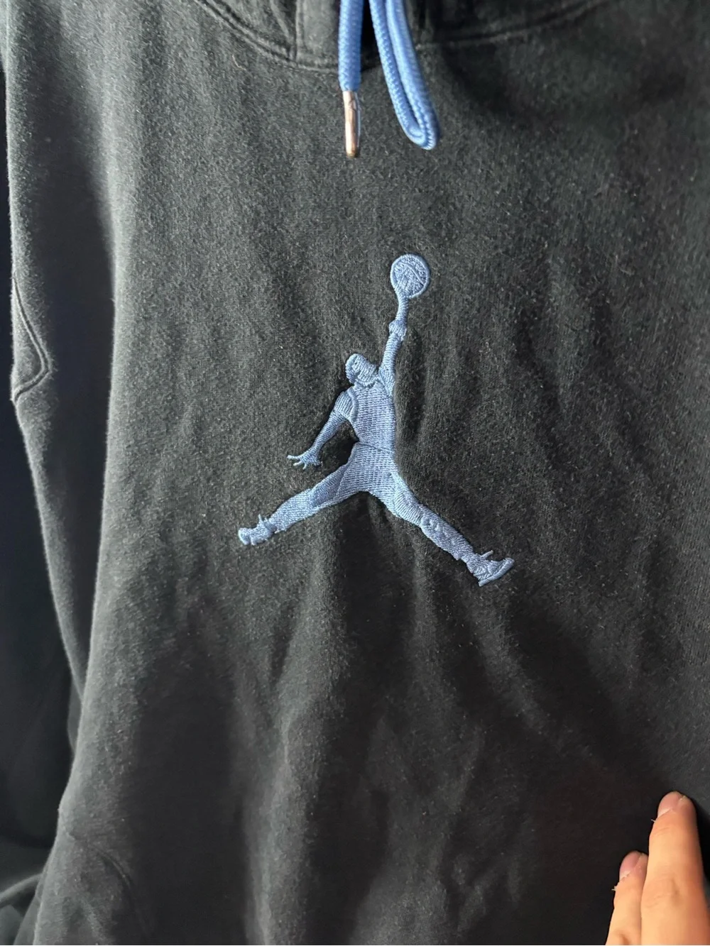 Jordan Black Hoodie with Light Blue Jumpman Logo - Men's Pullover